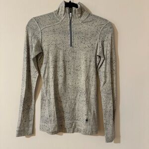 Smartwool Speckled Knit Quarter Zip Pullover Top Sz S
